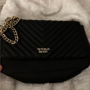 Victoria's Secret Black Chevron Crossbody Bag